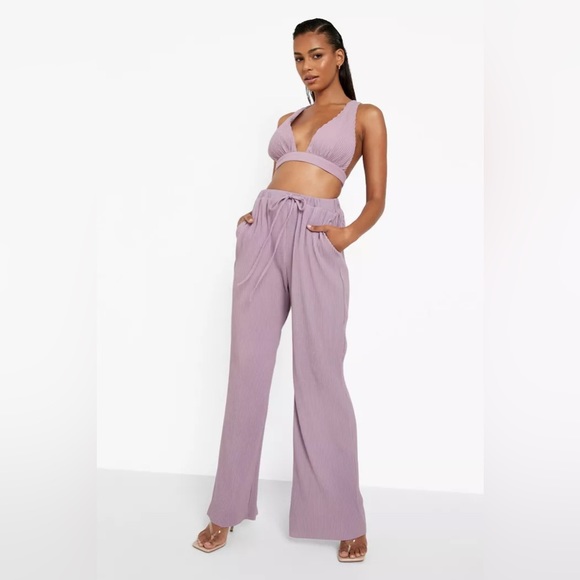 Pastel Lavender Lilac Purple Plisse Matching Set - Picture 3 of 5